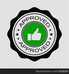 Approved stamp vector. Sticker or banner in flat design, like icon