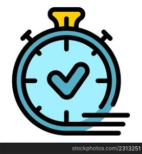 Approved timer icon. Outline approved timer vector icon color flat isolated. Approved timer icon color outline vector