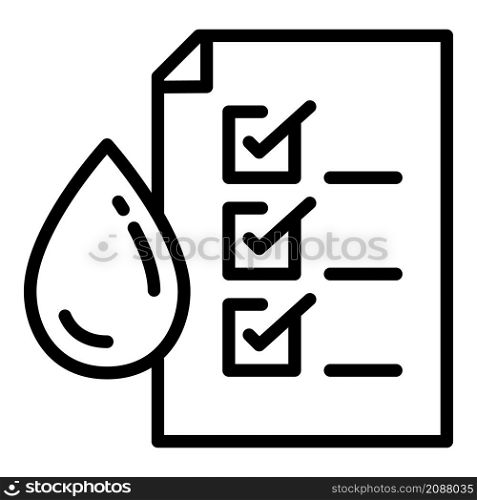 Approved water filter icon. Outline approved water filter vector icon for web design isolated on white background. Approved water filter icon, outline style