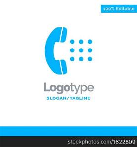 Apps, Call, Dial, Phone Blue Solid Logo Template. Place for Tagline