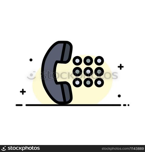 Apps, Call, Dial, Phone Business Flat Line Filled Icon Vector Banner Template