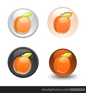 Apricot button, set, web 2.0 icons