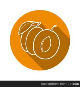 Apricot flat linear long shadow icon. Vector line symbol. Apricot flat linear long shadow icon