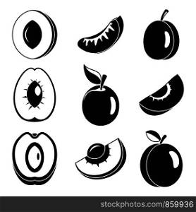 Apricot fruit icons set. Simple set of apricot fruit vector icons for web design on white background. Apricot fruit icons set, simple style