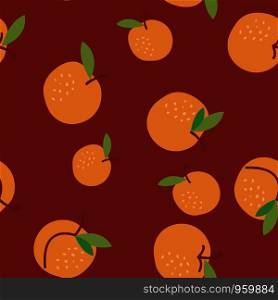 Apricot fruit seamless pattern on brown background. Flat cartoon style vector illustration.. Apricot fruit seamless pattern on brown.