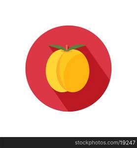 Apricot icon with shadow in flat design