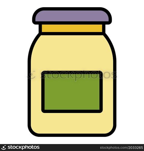 Apricot jam jar icon. Outline apricot jam jar vector icon color flat isolated. Apricot jam jar icon color outline vector