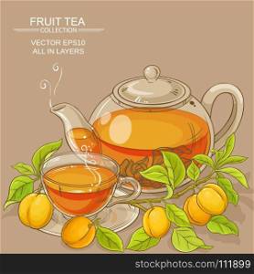apricot tea illustration. apricot tea vector illustration on color background