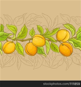 apricot vector pattern. apricot branches vector pattern on color background