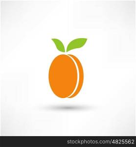 Apricot with leaves icon