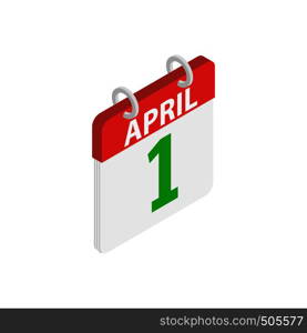April 1, April Fools Day calendar icon in isometric 3d style on a white background. April 1, April Fools Day calendar icon
