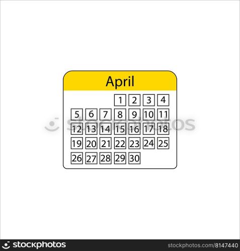 April calendar. Modern layout template for print design. Vector illustration. stock image. EPS 10.. April calendar. Modern layout template for print design. Vector illustration. stock image.