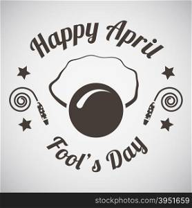 April fool&rsquo;s day emblem with clown nose mask. Vector illustration.