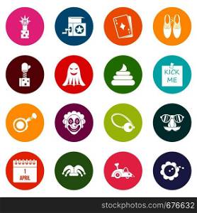 April fools day icons many colors set isolated on white for digital marketing. April fools day icons many colors set