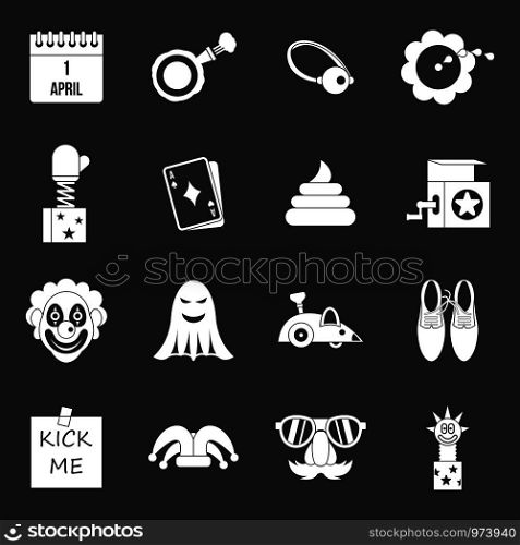 April fools day icons set vector white isolated on grey background . April fools day icons set grey vector