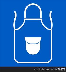 Apron with pocket icon white isolated on blue background vector illustration. Apron with pocket icon white