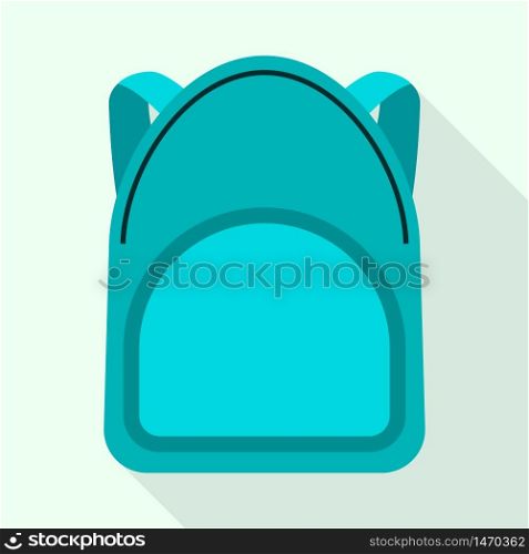 Aqua color backpack icon. Flat illustration of aqua color backpack vector icon for web design. Aqua color backpack icon, flat style