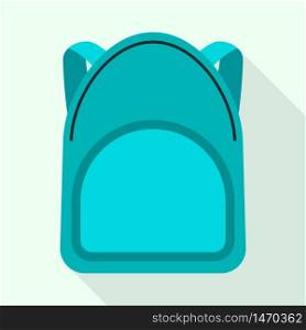Aqua color backpack icon. Flat illustration of aqua color backpack vector icon for web design. Aqua color backpack icon, flat style