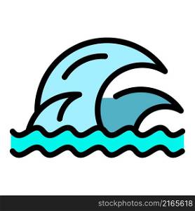 Aqua tsunami icon. Outline aqua tsunami vector icon color flat isolated. Aqua tsunami icon color outline vector