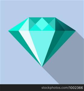 Aquamarine stone icon. Flat illustration of aquamarine stone vector icon for web design. Aquamarine stone icon, flat style