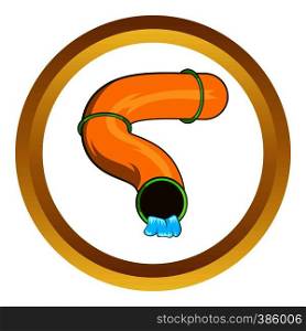 Aquapark slide tube vector icon in golden circle, cartoon style isolated on white background. Aquapark slide tube vector icon