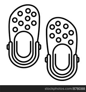 Aquapark slippers icon. Outline aquapark slippers vector icon for web design isolated on white background. Aquapark slippers icon, outline style