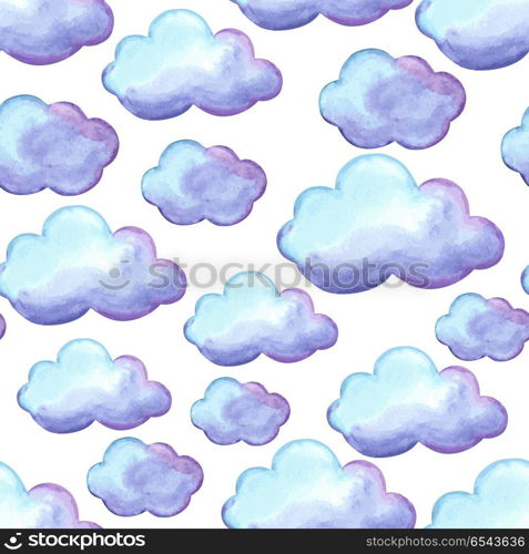 Aquarelle seamless pattern with clouds.. Aquarelle seamless pattern with clouds. Watercolor autumn background.