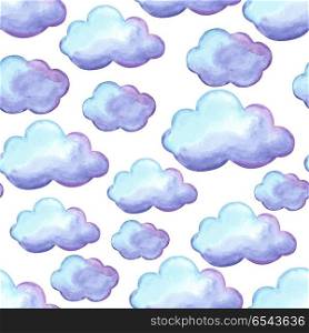 Aquarelle seamless pattern with clouds.. Aquarelle seamless pattern with clouds. Watercolor autumn background.