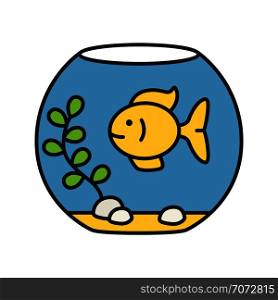 Aquarium color icon. Fishkeeping. Fish tank. Isolated vector illustration. Aquarium color icon