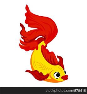 Aquarium goldfish icon. Cartoon of aquarium goldfish vector icon for web design isolated on white background. Aquarium goldfish icon, cartoon style