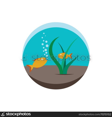 aquarium underwater fish and plants illustration