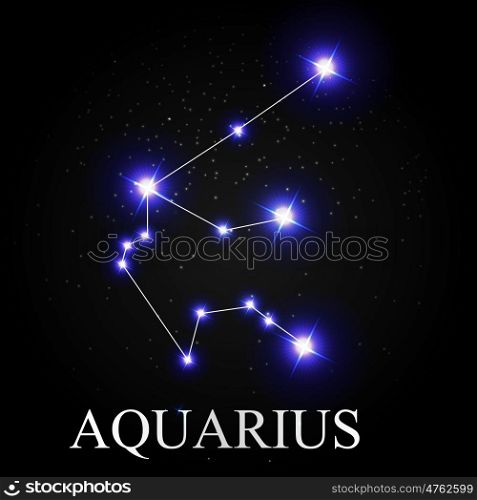Aquarius Zodiac Sign with Beautiful Bright Stars on the Background of Cosmic Sky Vector Illustration EPS10. Aquarius Zodiac Sign with Beautiful Bright Stars on the Backgrou