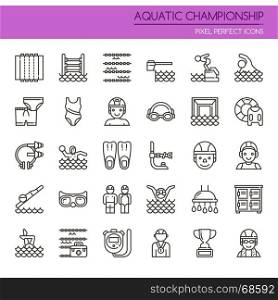 Aquatic Championship , Thin Line and Pixel Perfect Icons