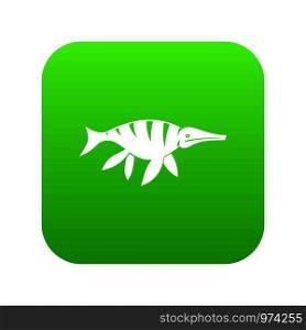 Aquatic dinosaur icon digital green for any design isolated on white vector illustration. Aquatic dinosaur icon digital green