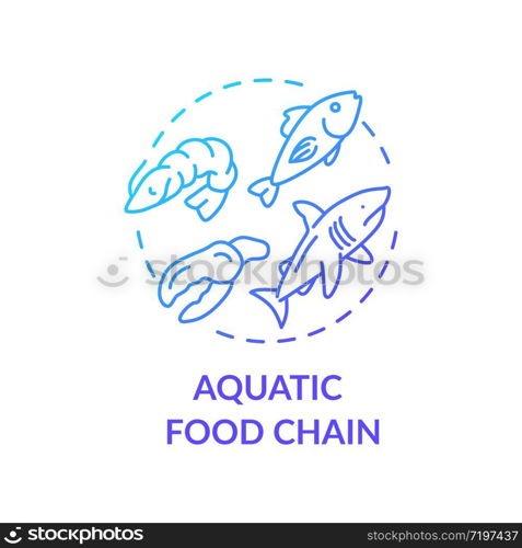 Aquatic food chain concept icon. Energy producer and consumers. Marine flora and fauna. Ecosystem idea thin line illustration. Vector isolated outline RGB color drawing