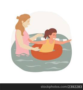 Aquatic safety isolated cartoon vector illustration Middle school swimming class, water survival skills for kids, aquatic sport, pool safety, use lifebuoy, physical education vector cartoon.. Aquatic safety isolated cartoon vector illustration