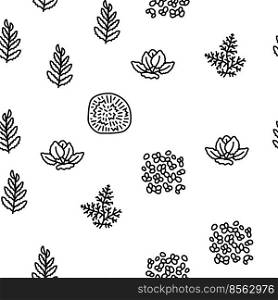 Aquatic Seaweed Natural Plant Vector Seamless Pattern Thin Line Illustration. Aquatic Seaweed Natural Plant vector seamless pattern