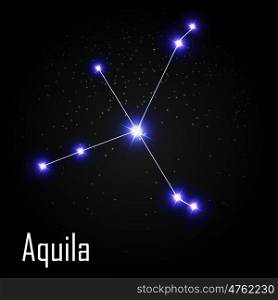 Aquila Constellation with Beautiful Bright Stars on the Background of Cosmic Sky Vector Illustration EPS10. Aquila Constellation with Beautiful Bright Stars on the Backgrou