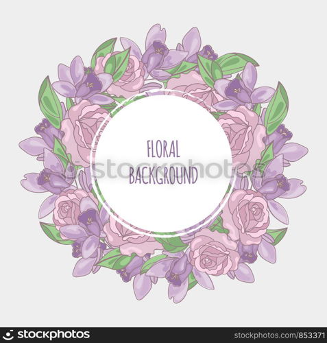 AQUILEGIA WREATH Floral Background Vector Illustration Set