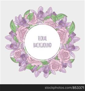AQUILEGIA WREATH Floral Background Vector Illustration Set