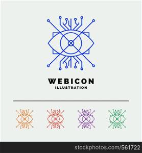 Ar, augmentation, cyber, eye, lens 5 Color Line Web Icon Template isolated on white. Vector illustration. Vector EPS10 Abstract Template background