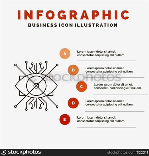 Ar, augmentation, cyber, eye, lens Infographics Template for Website and Presentation. Line Gray icon with Orange infographic style vector illustration. Vector EPS10 Abstract Template background
