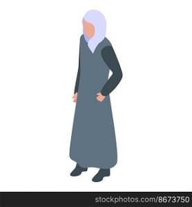 Arab class woman icon isometric vector. Muslim online. Arabic education. Arab class woman icon isometric vector. Muslim online