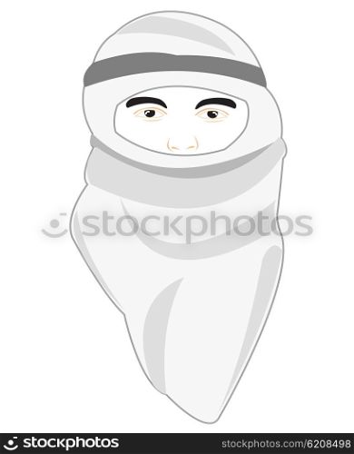 Arab in national cloth. Vector illustration men moslem in national headdress on white background