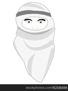 Arab in national cloth. Vector illustration men moslem in national headdress on white background