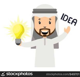 Arab is haing idea, illustration, vector on white background.