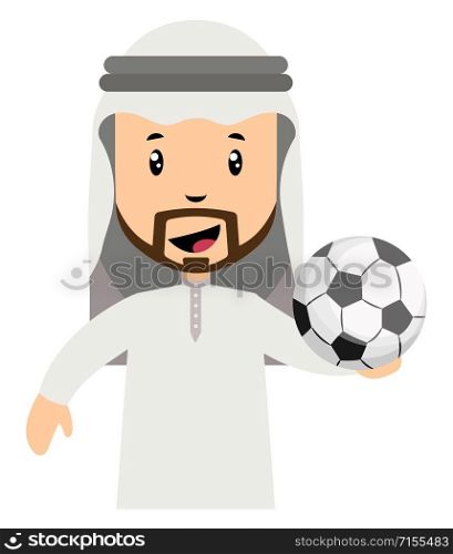 Arab men with football, illustration, vector on white background.