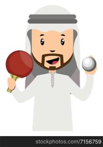 Arab men with racket, illustration, vector on white background.