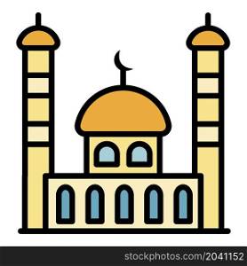 Arab mosque icon. Outline Arab mosque vector icon color flat isolated. Arab mosque icon color outline vector