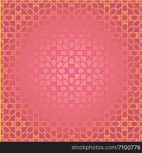 Arabesque Geometric Seamless contour pink pattern. Background, mosaic ornament, ethnic style. Design for prints on fabrics, textile, covers, paper. Arabesque Geometric Seamless contour pink pattern.